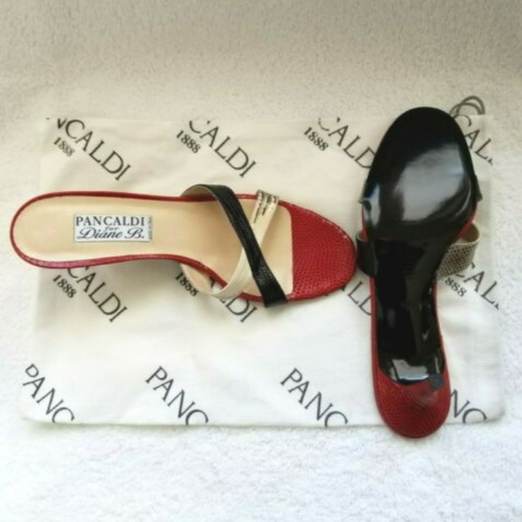 New Pancaldi Snake Strap Sandals 9.5AA Kitten Heel - Picture 6 of 8